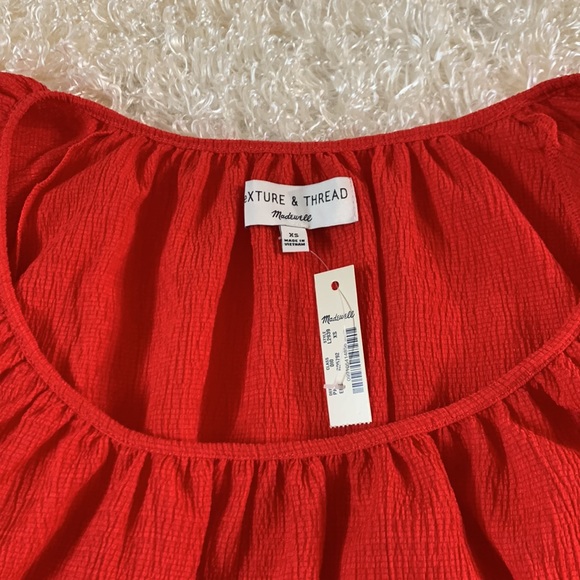 Madewell puffy sleeve red top size XS - Picture 6 of 15
